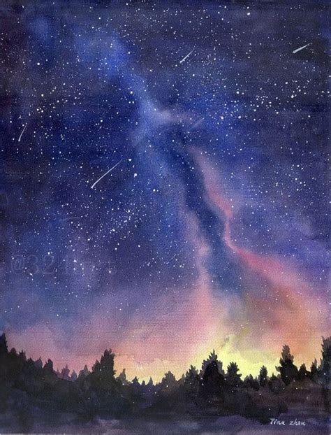 Watercolor Night Sky at PaintingValley.com | Explore collection of ...