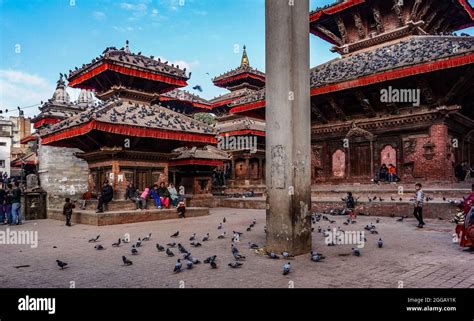 Pigeons On The Roof Of The Temples Of Hanuman Dhoka Square In Kathmandu