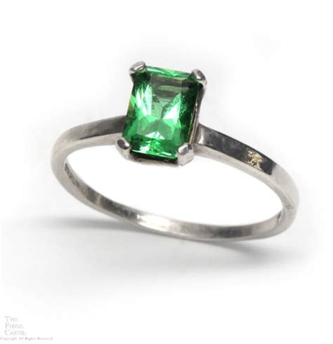 Mt St Helens Emerald Obsidianite Emerald Cut Sterling Silver Ring