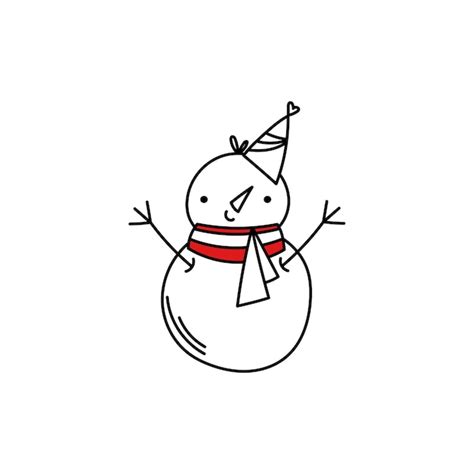 Doodle mão de boneco de neve desenhar ilustração vetorial de natal