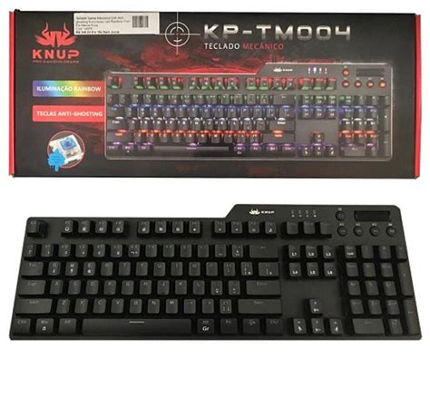 Teclado Gamer Mecanico Usb Iluminacao Led Rgb Knup Kp Tm004 CLICK