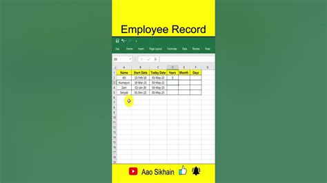 Employee Record In Excel Youtube