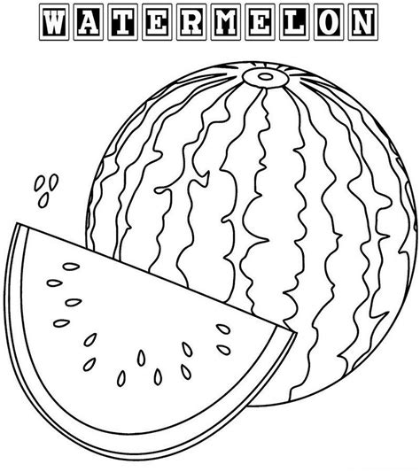 Watermelon Coloring Book For Kids Fruit Coloring Page Summer Coloring