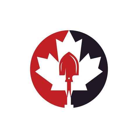 Canada labor vector logo design template. Shovel with maple leaf icon ...