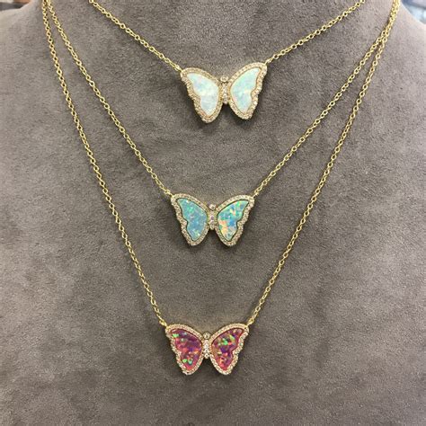 Opal Butterfly Necklace With Crystals Kamaria