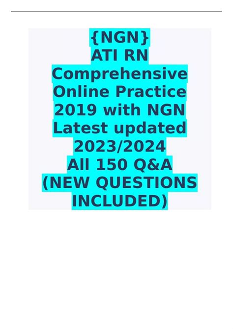 Ngn Ati Rn Comprehensive Online Practice With Ngn Latest Updated