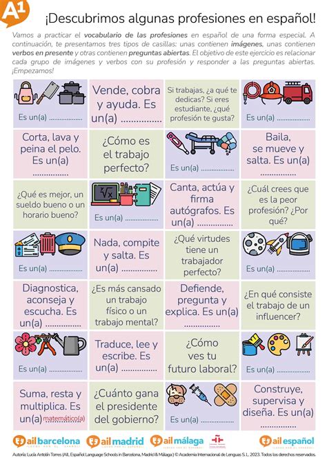 Ejercicio para practicar con el vocabulario de las profesiones AIL Málaga