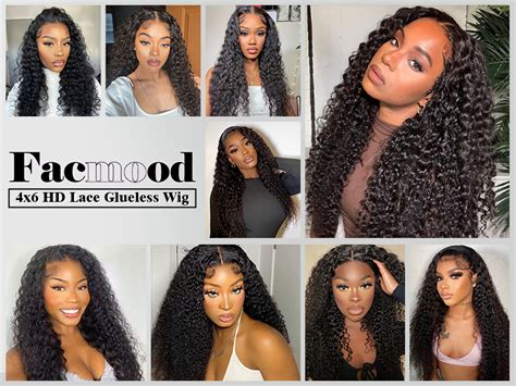 Facmood Wear And Go Kinky Curly Glueless Wig Human Hair