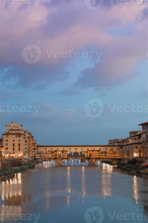 Sunset light on Ponte Vecchio - Old Bridge - in Florence, Italy ...