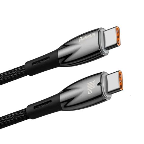 Baseus Glimmer Series Fast Charging Data Cable Type C To Type C 100w 2m Black Cadh000801