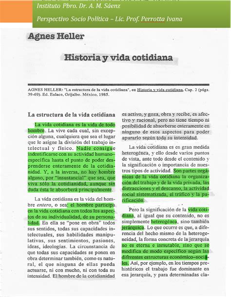 02 Agnes Heller Estructura De La Vida Cotidiana Agnes Heller Historia Yvida Cotidiana