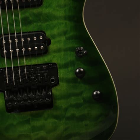 Custom 7 String Electric Guitar In Green Quilted Maple Top FR Bridge