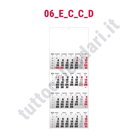 Calendario Quadrittico Da Parete Cordonato Serie E C C Tutto