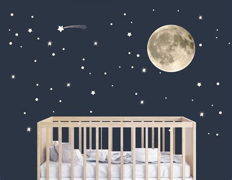 Full Moon Wall Decal With Stars Moon And Stars Wall Stickers