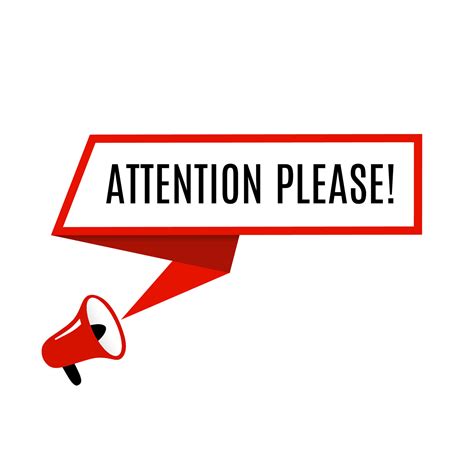 Attention Please Announcement Sign With Megaphone Flat Vector