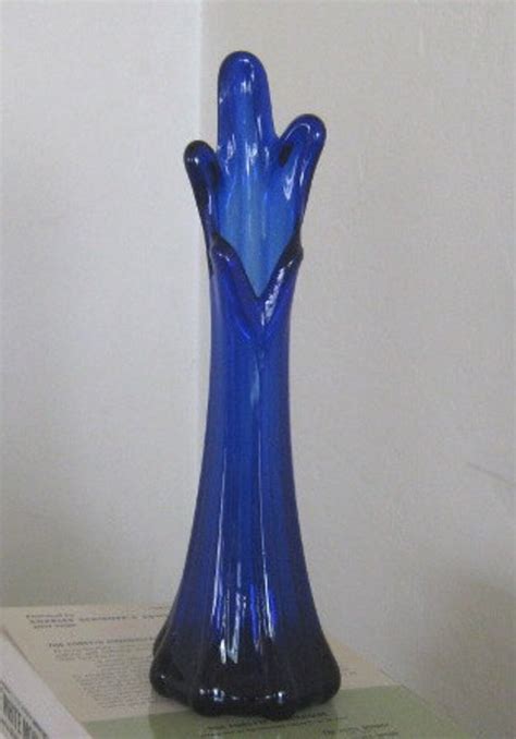 Vintage Viking Art Glass Vase Cobalt Blue Swung Art Glass Etsy