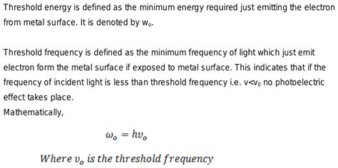 What Is Threshold Frequency And Threshold Energy