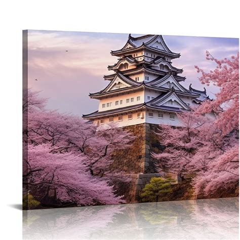 Nawypu Sakura Blossom Canvas Wall Art Oriental Cherry Landscape