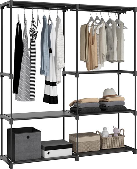 Amazon Wardrobe Closet Portable Clothes Rack With 4 Tiers Shelves