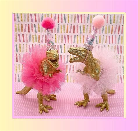 Dinosaur Cake Topper T Rex With Pink Tutu Dinosaur Table Decoration Dinosaur Centerpiece