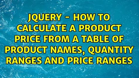 Jquery How To Calculate A Product Price From A Table Of Product Names