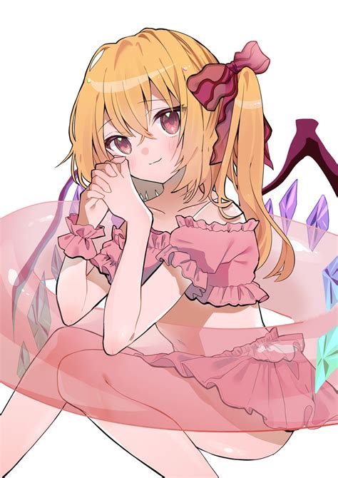 Tamagogayu Flandre Scarlet Touhou Highres Girl Bikini Blonde Hair Blush Closed