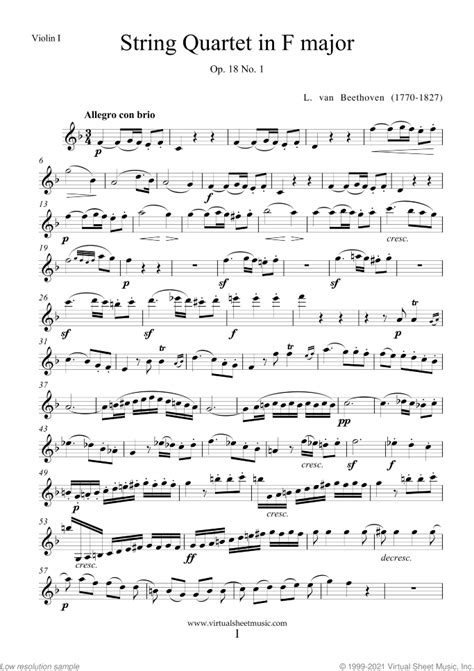 Quartet Op No In F Major Sheet Music For String Quartet