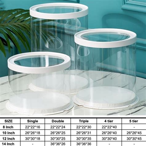 Premium Round Cake Box Transparent White Cakebox 8 14inch Kotak Kek