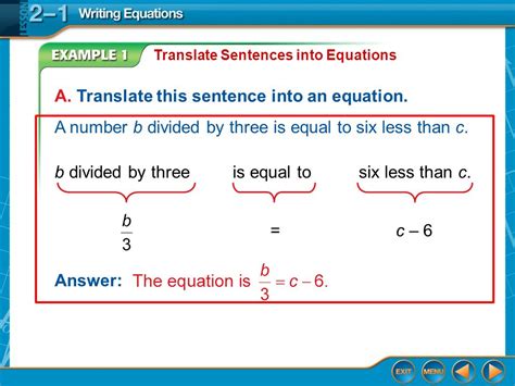 Translating Words Into Equations Worksheet Translate The Following