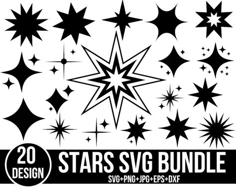 Sparkle Svg Bundle Stars Svg Christmas Star Svg Shining Star Svg