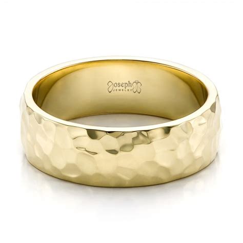 Custom Mens Hammered Yellow Gold Wedding Band 100269 Seattle Bellevue Joseph Jewelry