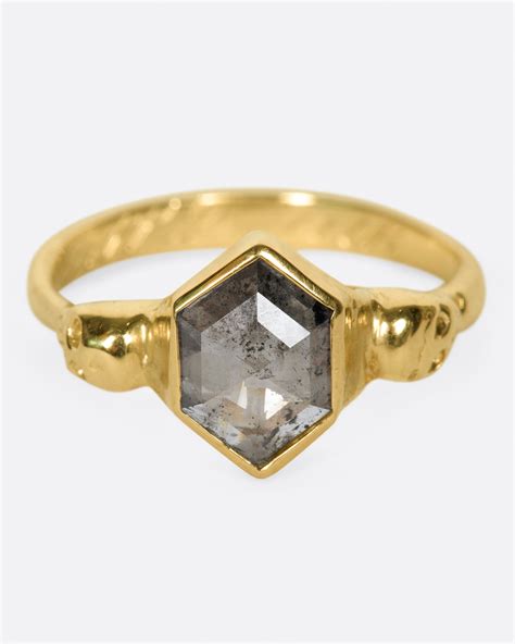 Margaret Cross Hexagonal Diamond Skull Ring Love Adorned