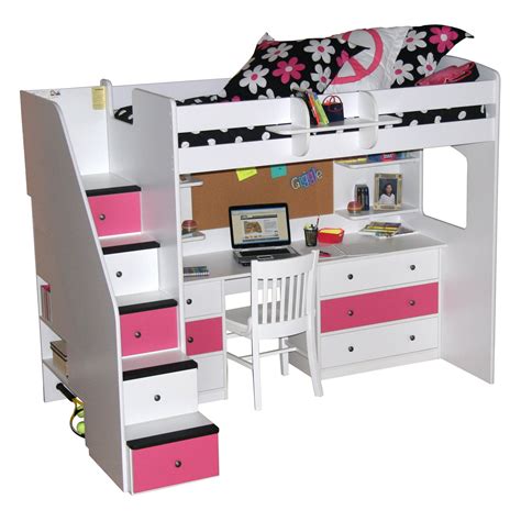 White Loft Bed With Desk And Stairs - Ideas on Foter