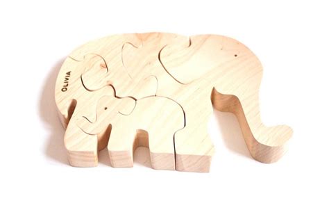 Personalized Wooden Elephants Puzzle Wooden Toys Wooden Etsy