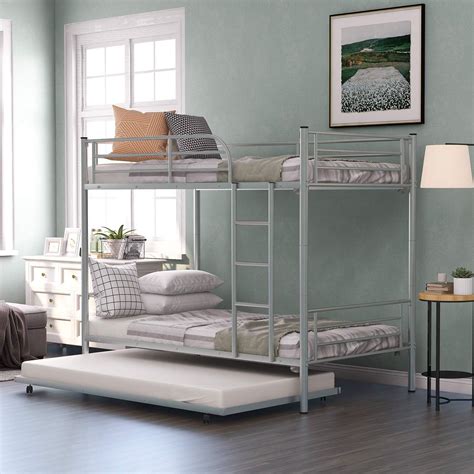 Amazon Metal Bunk Bed With Trundle Twin Over Twin Bunk Bed Frame