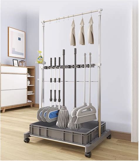 Amazon Movable Commercial Mop Rack Floor Standing Cleaning Tool