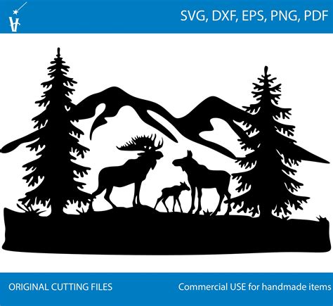 Free 218 Silhouette Mountain Scene Svg SVG PNG EPS DXF File