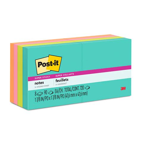 Notas Adhesivas 3m Post It Miami Colores Surtidos 4 7 X 4 7 Cm Office