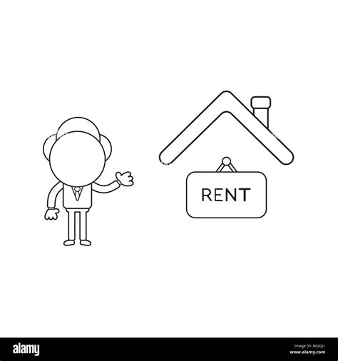 Vector Illustration Concept Of Businessman Character With Rent Hanging