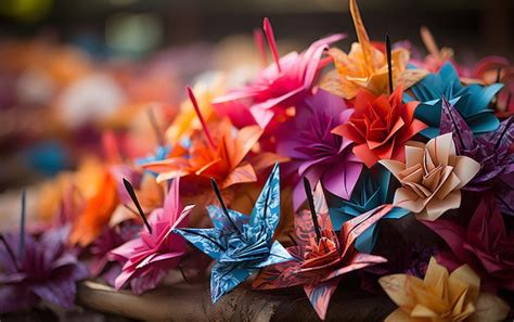 Premium AI Image | Origami cranes or handmade paper cranes