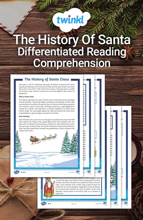 The History Of Santa Claus Differentiated Reading Comprehension