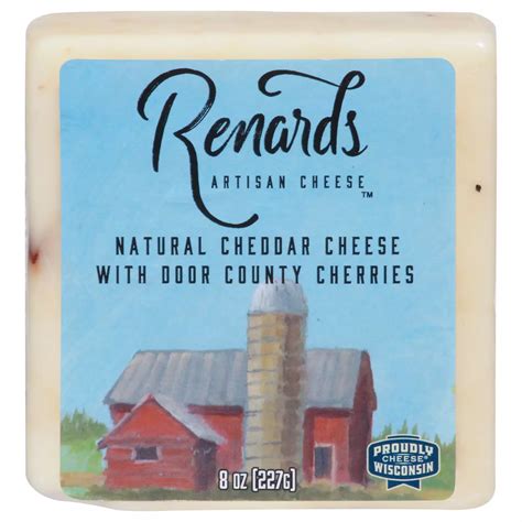 Renard S Artisan Cheese Natural Cheddar Cheese With Door County Cherries Shop Cheese At H E B