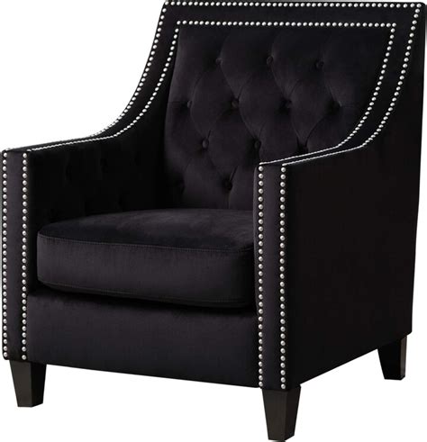 Abbyson Living Velvet Upholstered Accent Armchair With Button Tufted