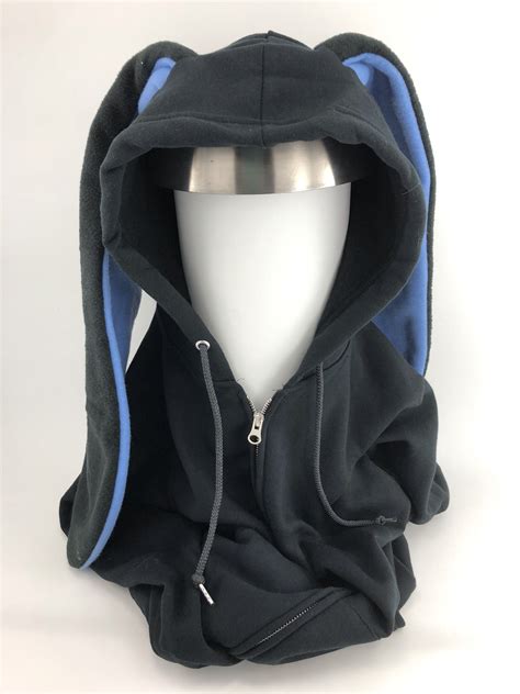 Extra Long Ear Bunny Hoodie Hoodies Black Sweatshirt Hoodie