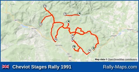 Streckenverlauf Cheviot Stages Rally 1991 RallyeKarte De