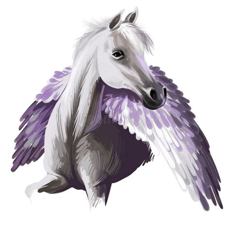 Pegasus Digital Art Illustration Isolated On White Background