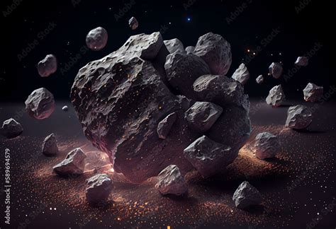 Asteroid belt isolated transparent background drawing. Generative AI ...