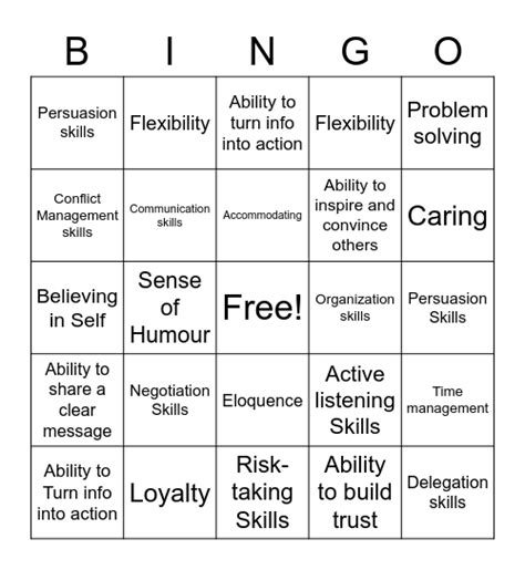 Leadership Bingo Card