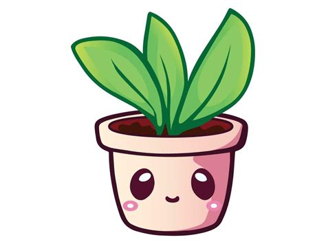 Kawaii Plant In Pot Vector Art At Vecteezy