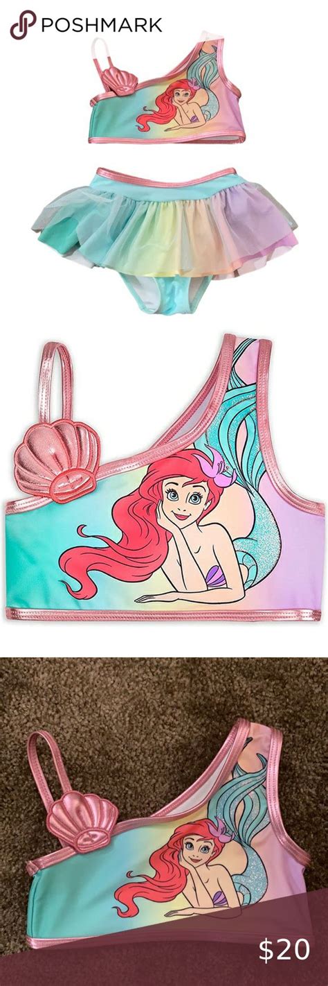 Disney Store The Little Mermaid Ariel Two Piece Swim Suit 4 Bathing Suit Bikini Bathing Suits